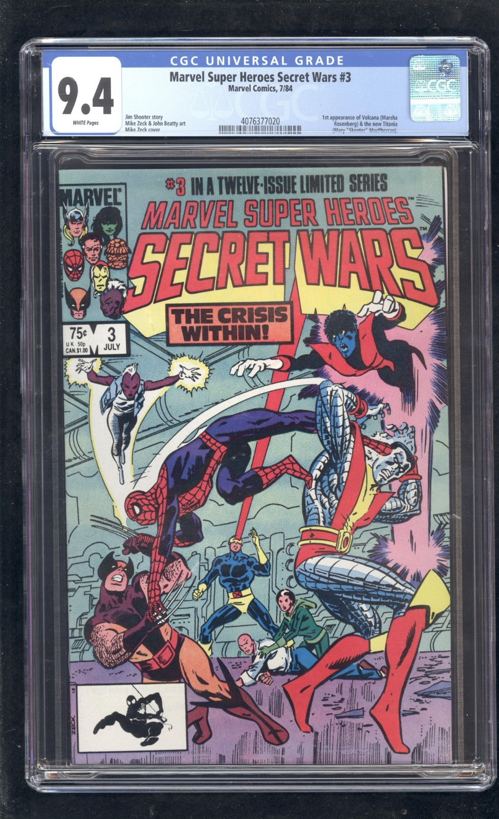 Marvel Super Heroes Secret Wars #3 CGC 9.4 (1984) Volcana Graded Marvel Comics