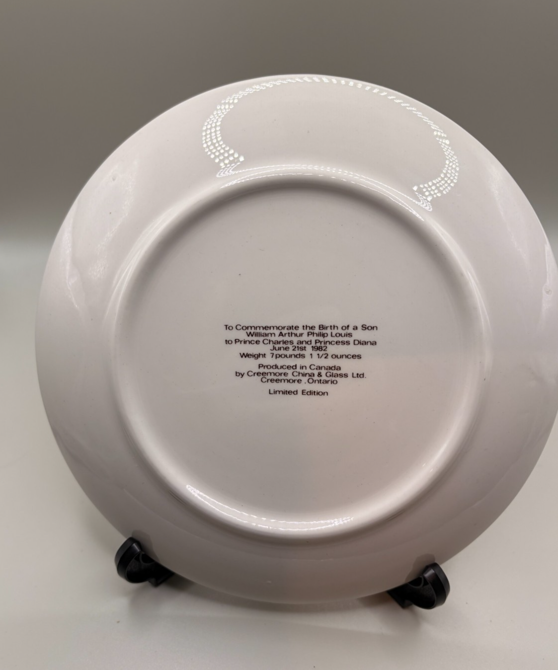 Prince William Birth Limited Edition Collector Plate 1982 - Charles/Diana