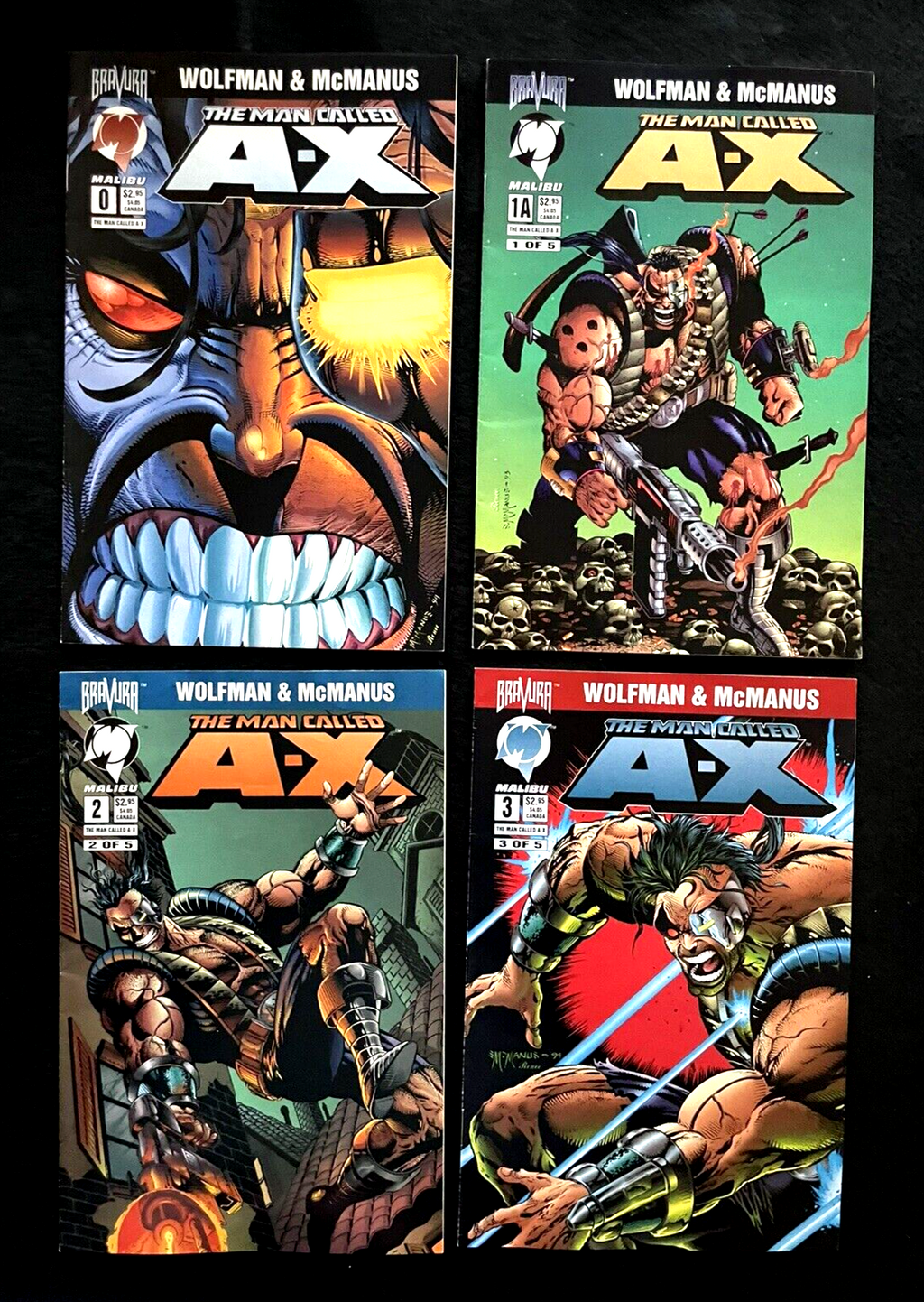 Man Called A-X Run of 4  #0,1A,2,3 (1993-95) Malibu Comics
