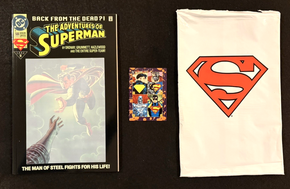 Adventures of Superman #500 (1993) DC Includes opened bag and Bloodlines Card