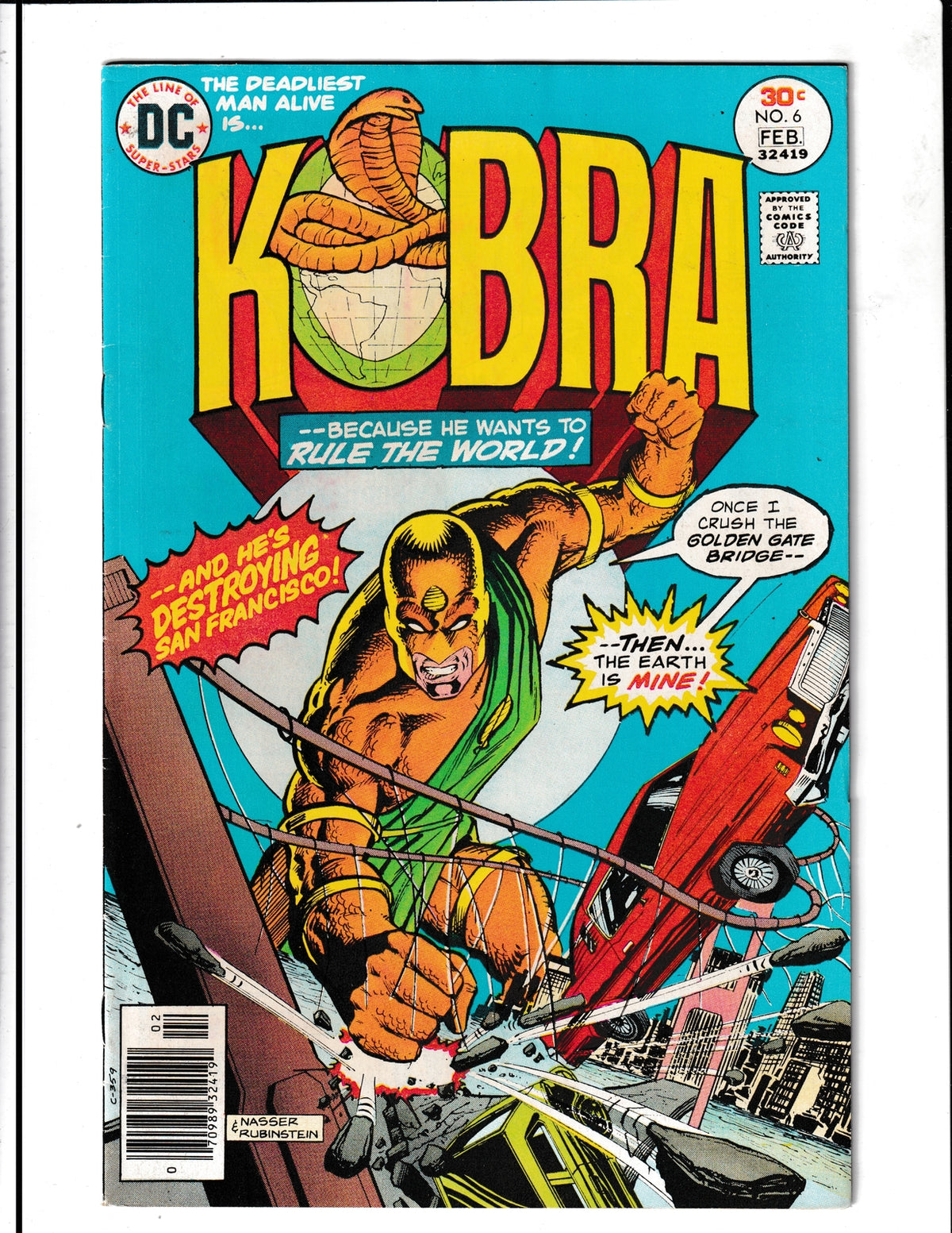 Kobra #6 (1977) "Crack In the World Conspiracy" DC Comics