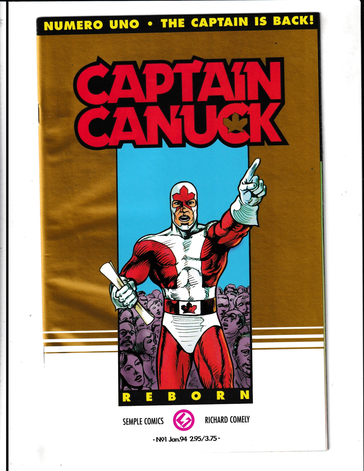 Captain Canuck Reborn #1b (1994) Gold Variant Cover Semple Comics