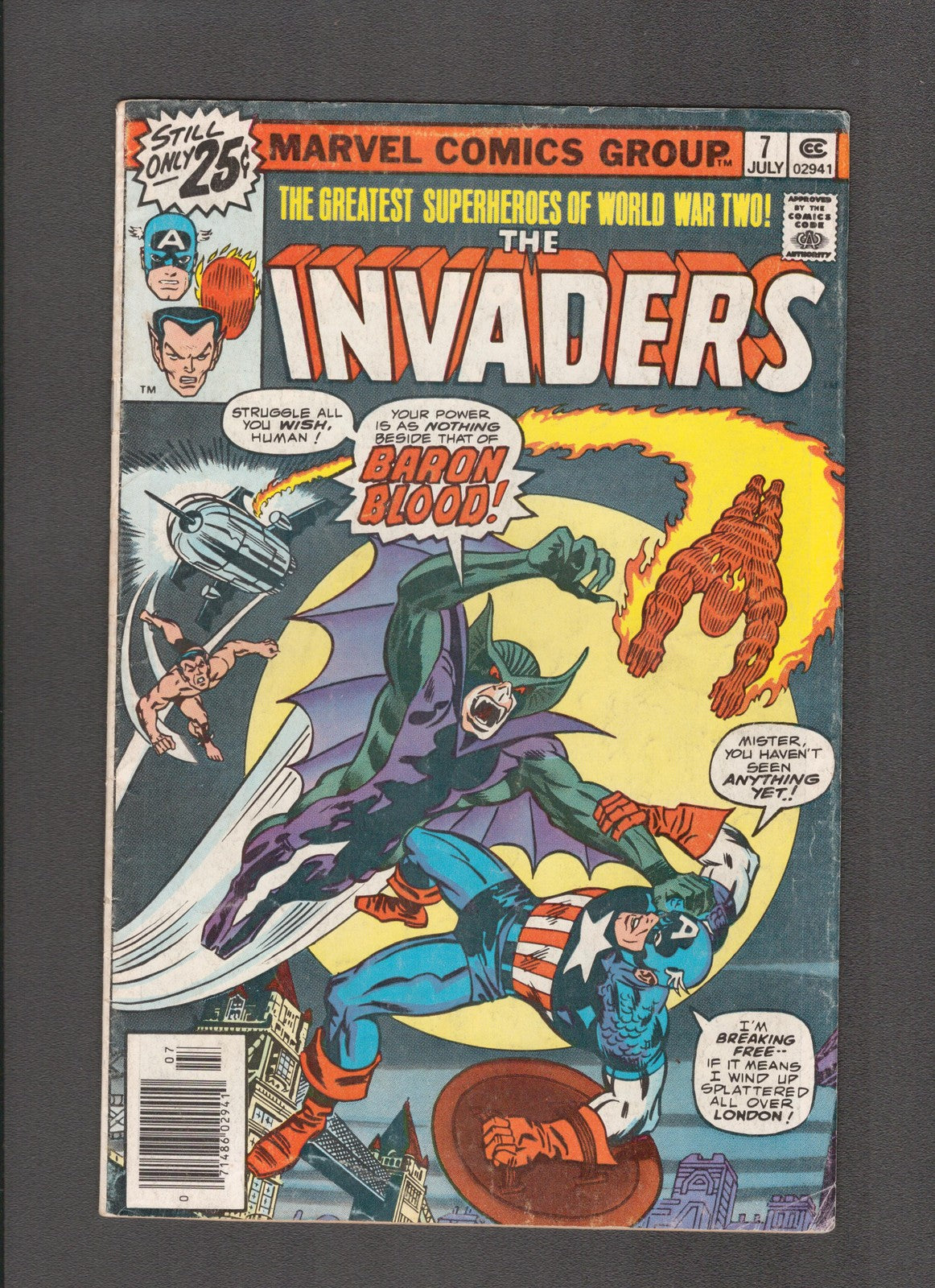 Invaders #7 (1976) 1st Union Jack Baron Blood Marvel Comics