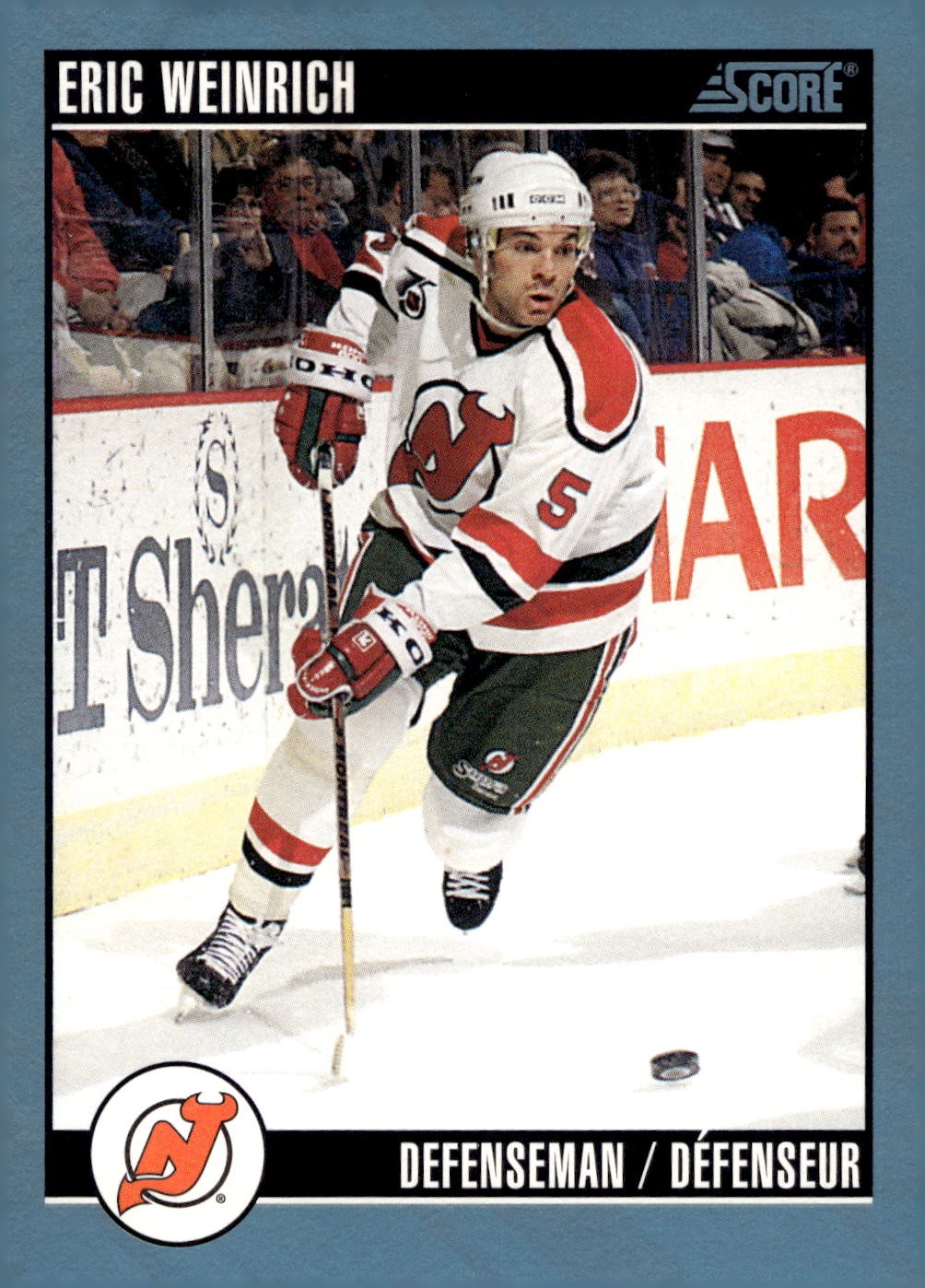 1992-93 Score Canadian #308 Eric Weinrich Hockey New Jersey Devils