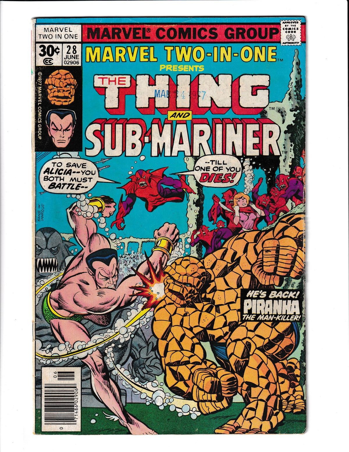 Marvel Two-In One #28 (1977) Thing and Sub-Mariner Marvel Comics