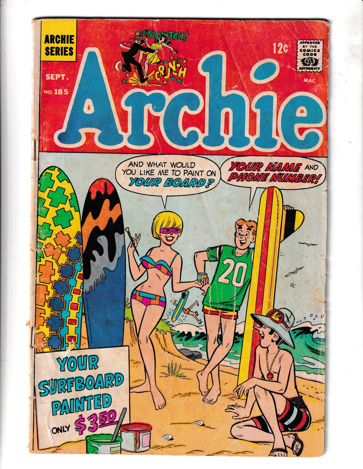 Archie Comics #185 (1968) 1st Archie Band Story Archie Comics