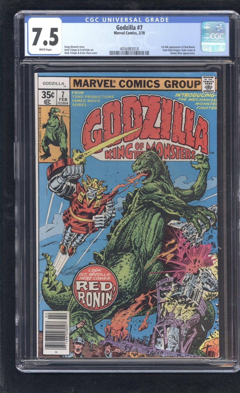 Godzilla #7 CGC 7.5 (1978) 1st Full Red Ronin Appearance ~ Graded Marvel Comics