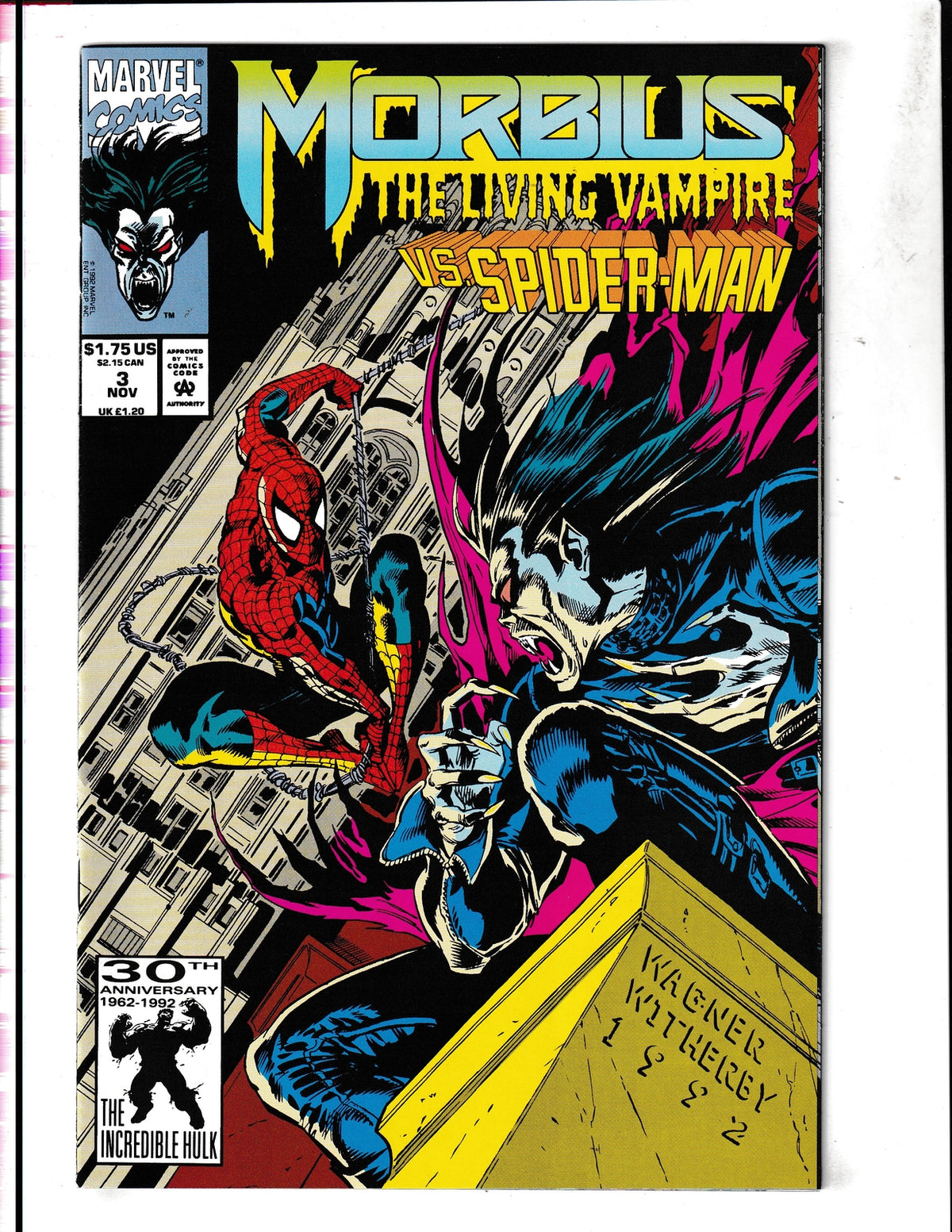 Morbius the Living Vampire #3 (1992) vs Spider-Man Marvel Comics
