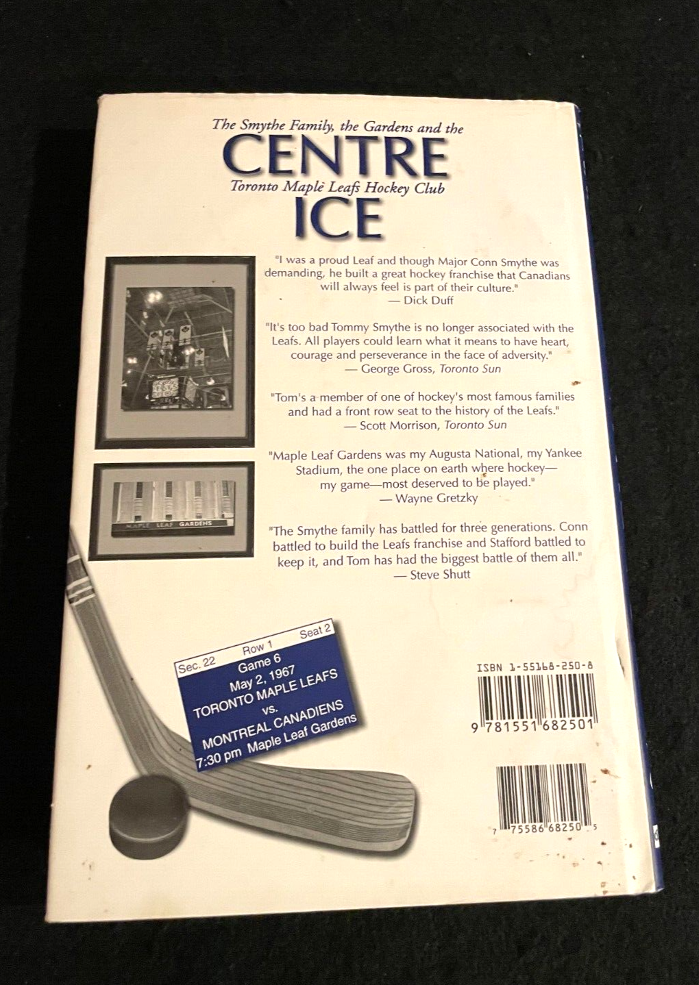 Centre Ice  1993- Hard Cover - Signed inside by Thomas Smythe