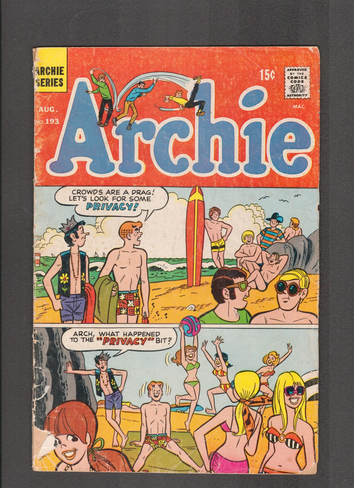 Archie Comics #193 (1969) Beach Scene Archie Comics
