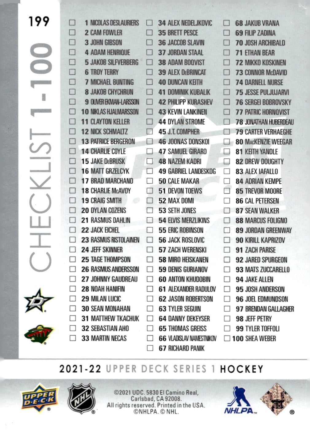 2021-22 Upper Deck #199 Jason Robertson / Kirill Kaprizov Hockey