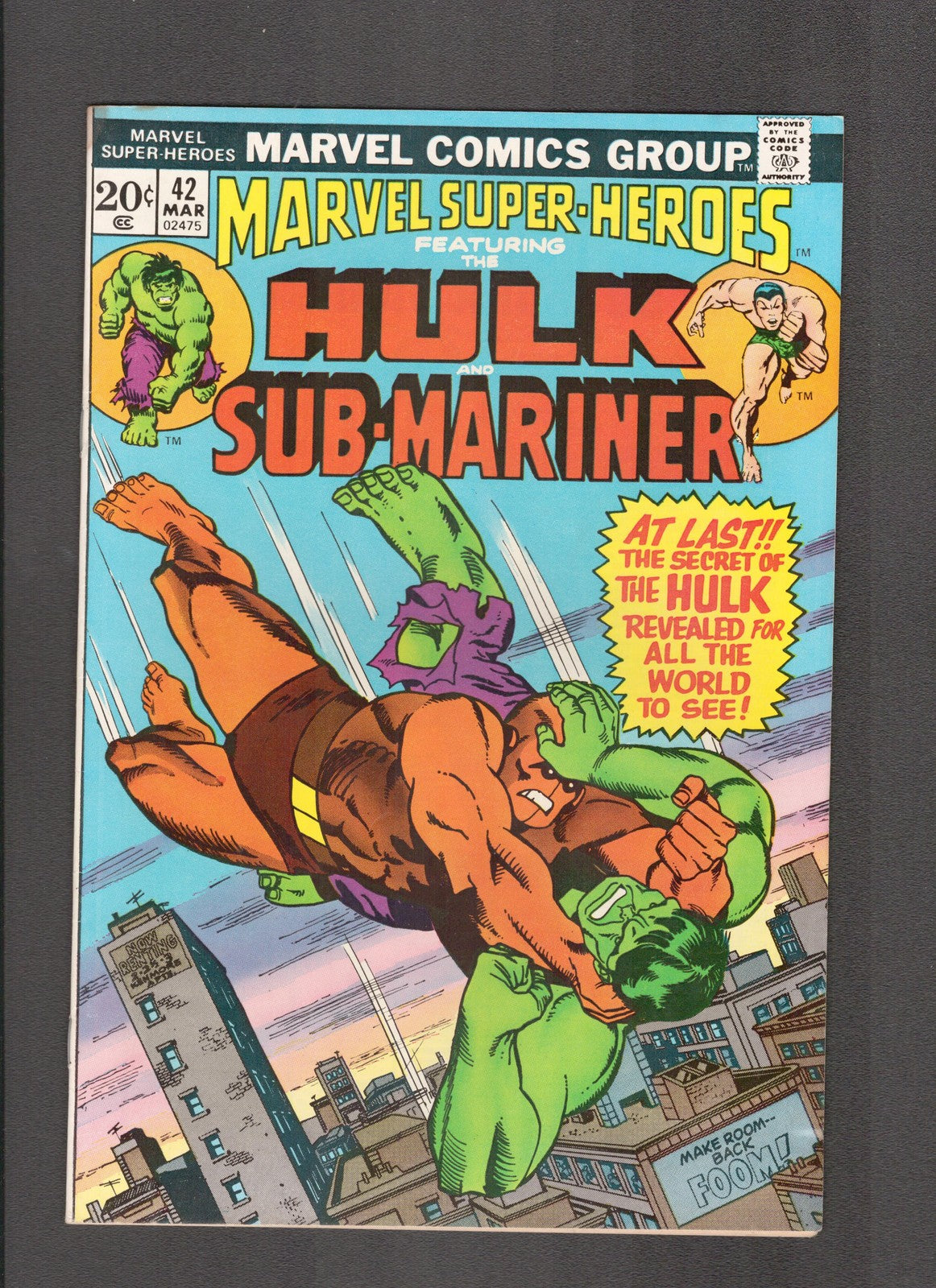 Marvel Super-Heroes #42 (1974) Hulk & Submariner Marvel Comics