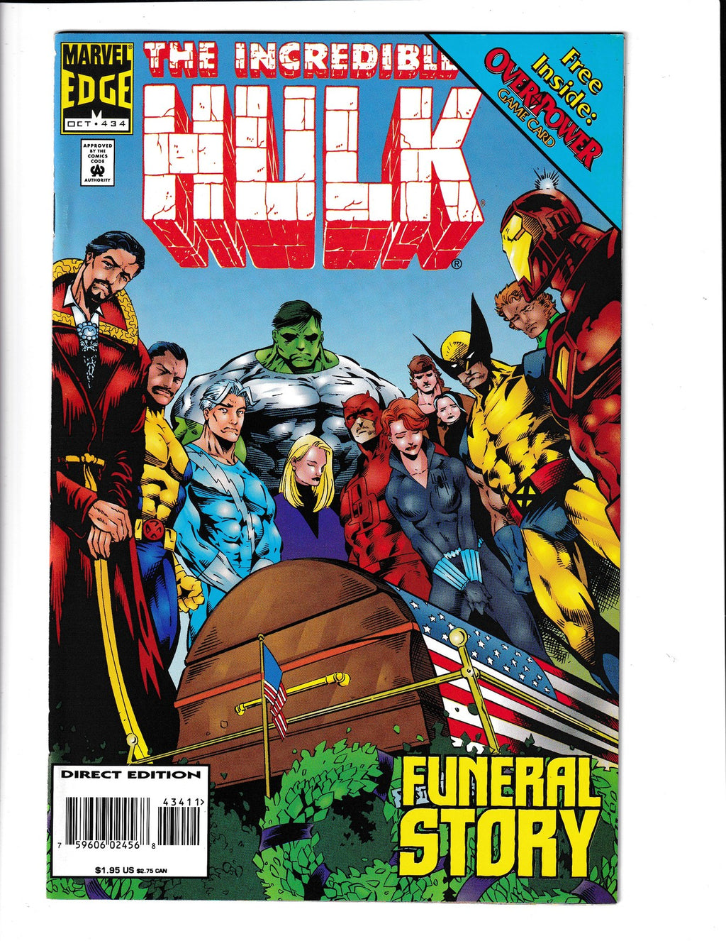 Incredible Hulk #434 (1995) Overpower cards attached Marvel Comics