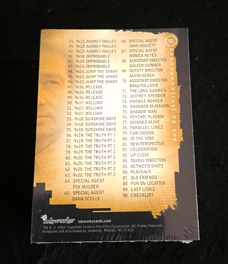 X-Files 2003 - Season 9  90 card Base Set cards 1-90 - Inkworks