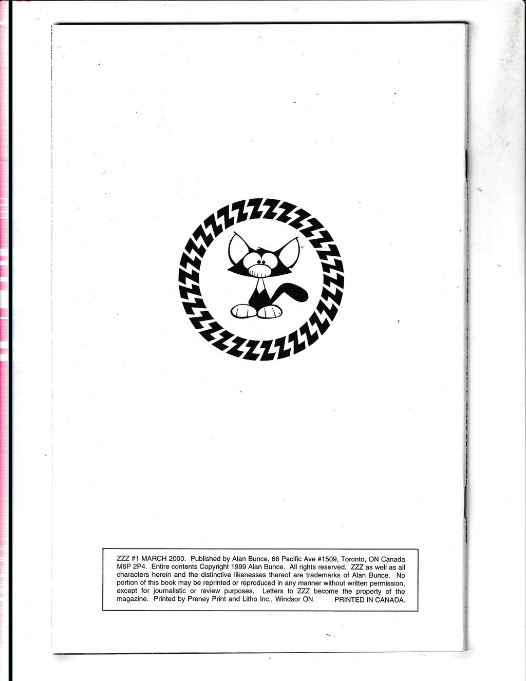 ZZZ #1B (2000) Black and White Variant Alan Bunce Comics