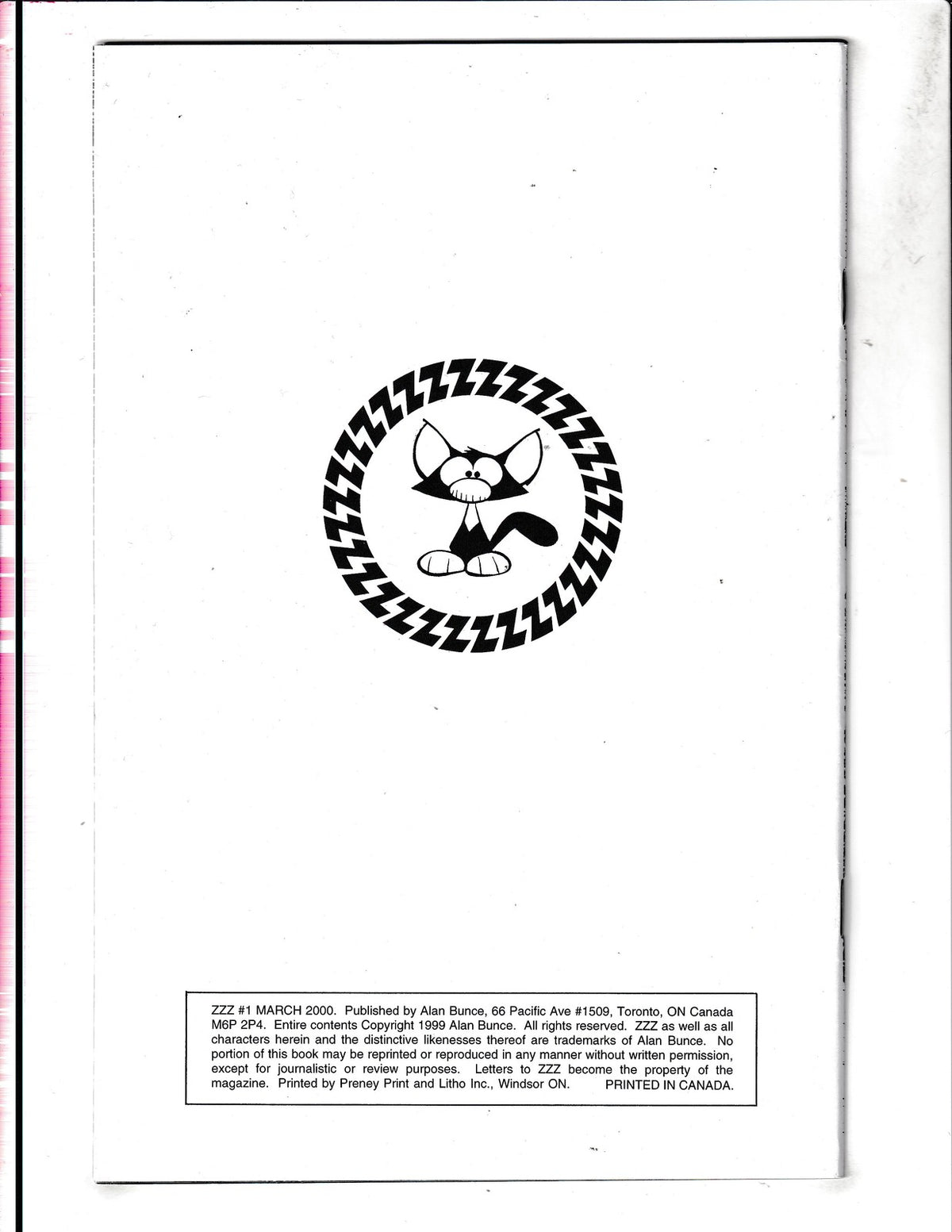 ZZZ #1B (2000) Black and White Variant Alan Bunce Comics
