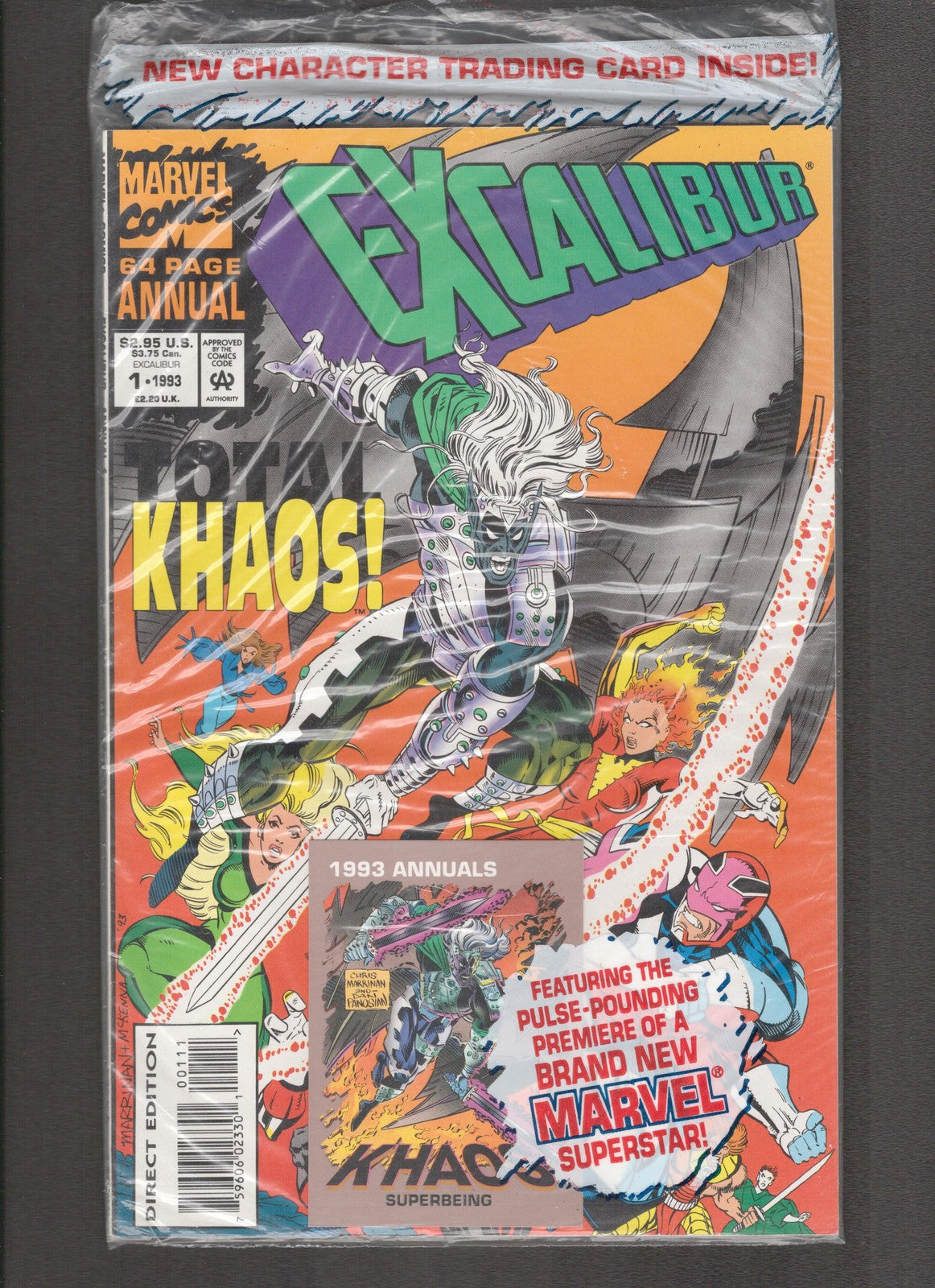 Excalibur Annual #1 (1992) UNSEALED POLYBAG, Includes Card Marvel Comics