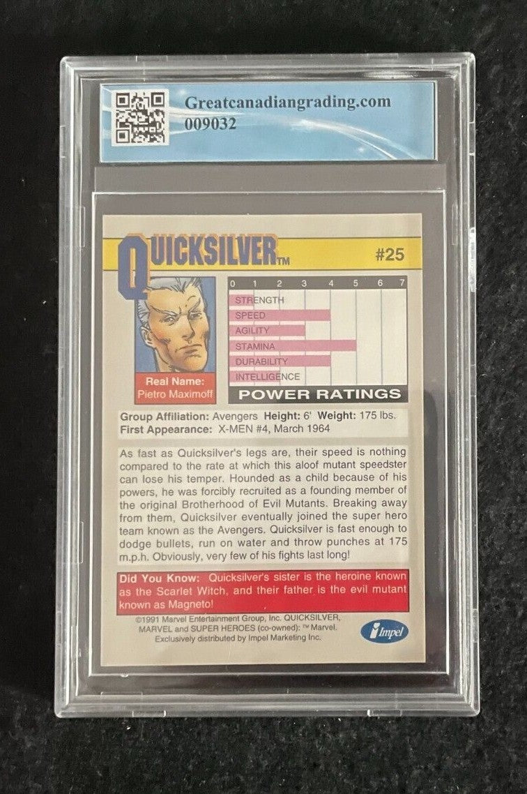 1991 Impel Marvel Universe #25 "Quicksilver" GCG 9.5 *Not PSA*