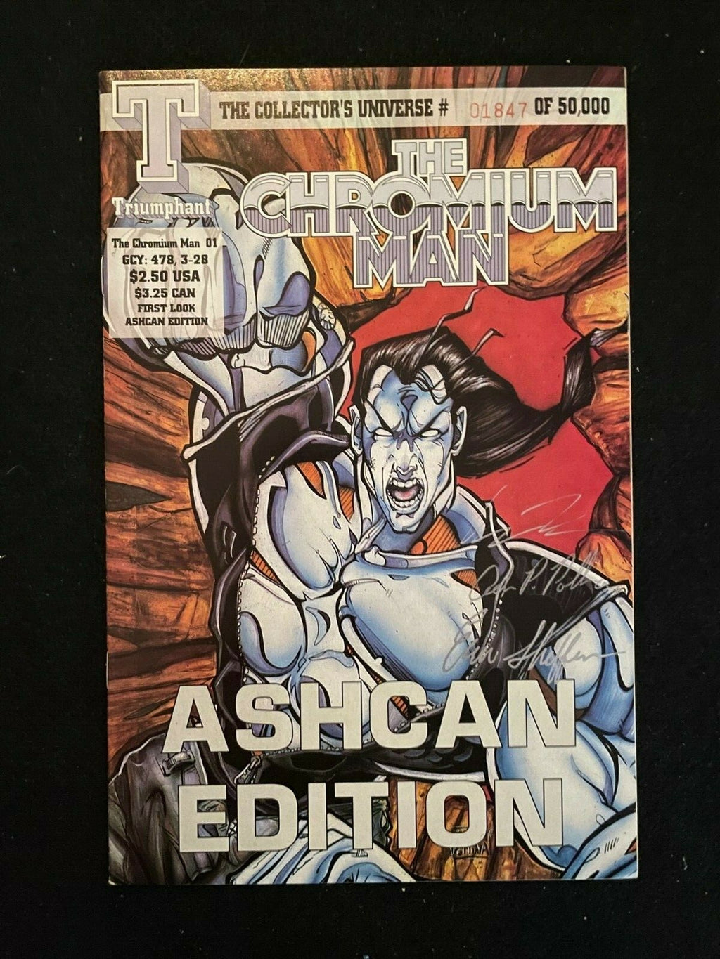 Chromium Man #1 1992 Triumphant Comics SIGNED POLLINA NO COA #1847/50,000