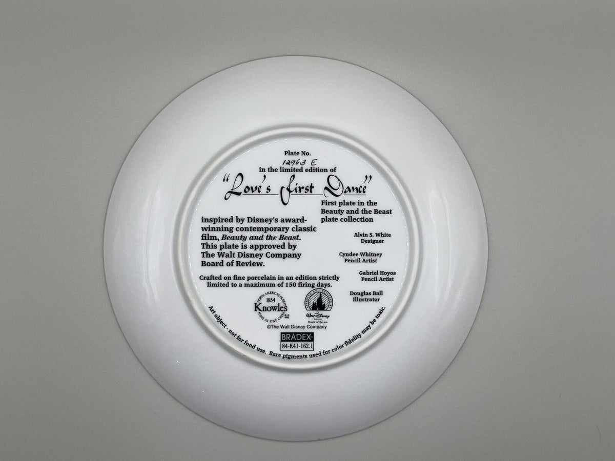 1992 Knowles Disney Collector Plate - Beauty and the Beast "Love's First Dance"