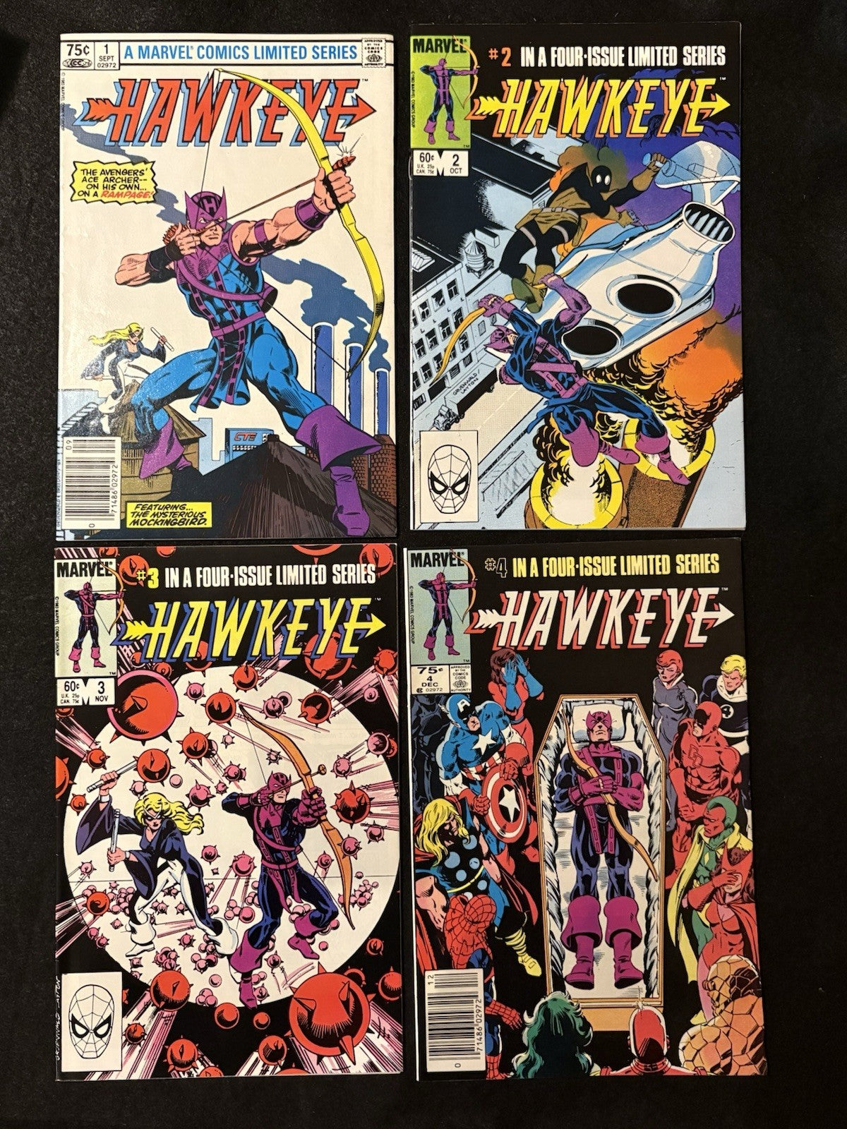 Hawkey #1-4 Complete Mini-Series Set (1983) Canadian Newsstand 1, 4 Marvel Comic