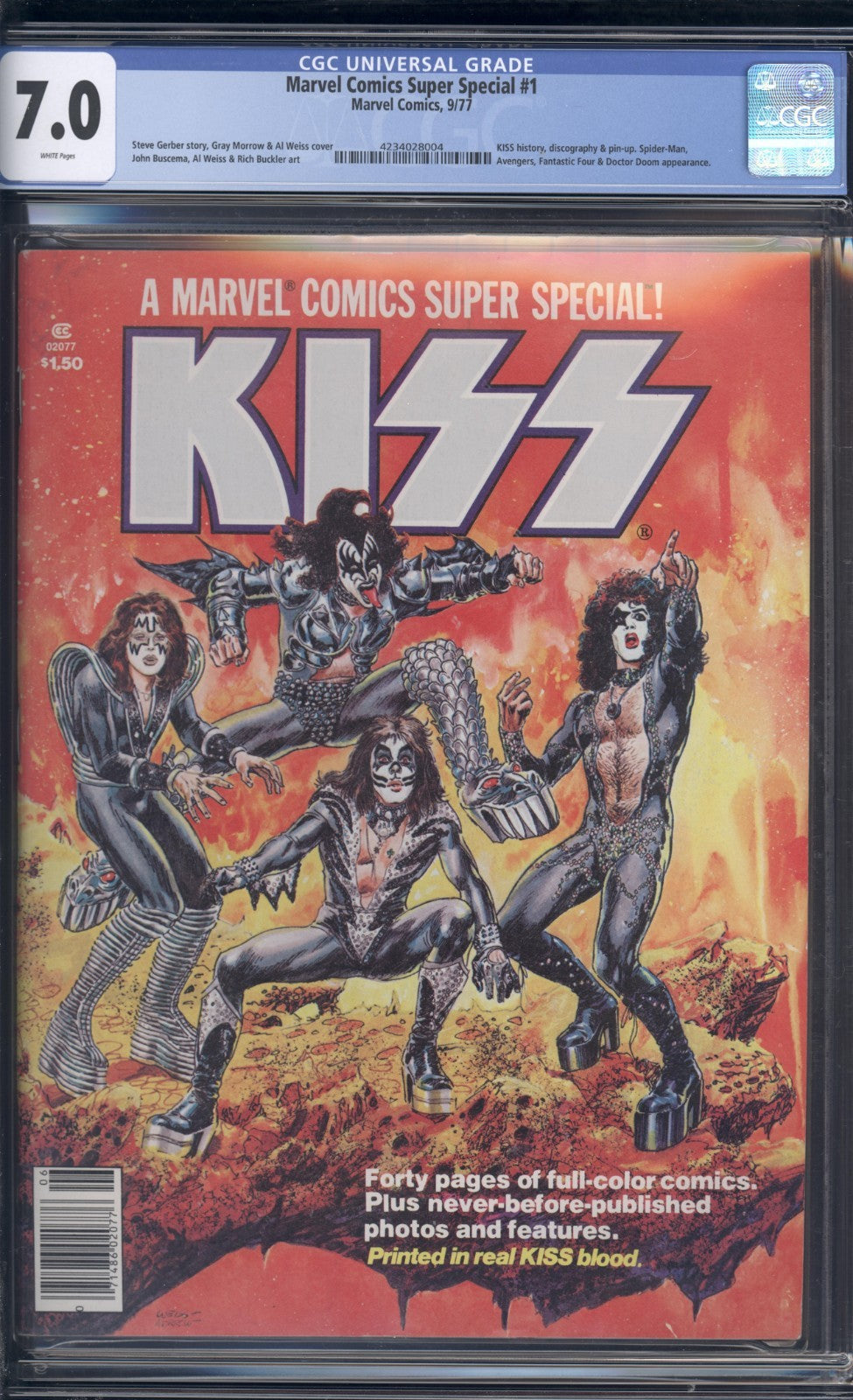 Marvel Comics Super Special #1 CGC 7.0 (1977) Graded KISS Magazine Marvel Comics