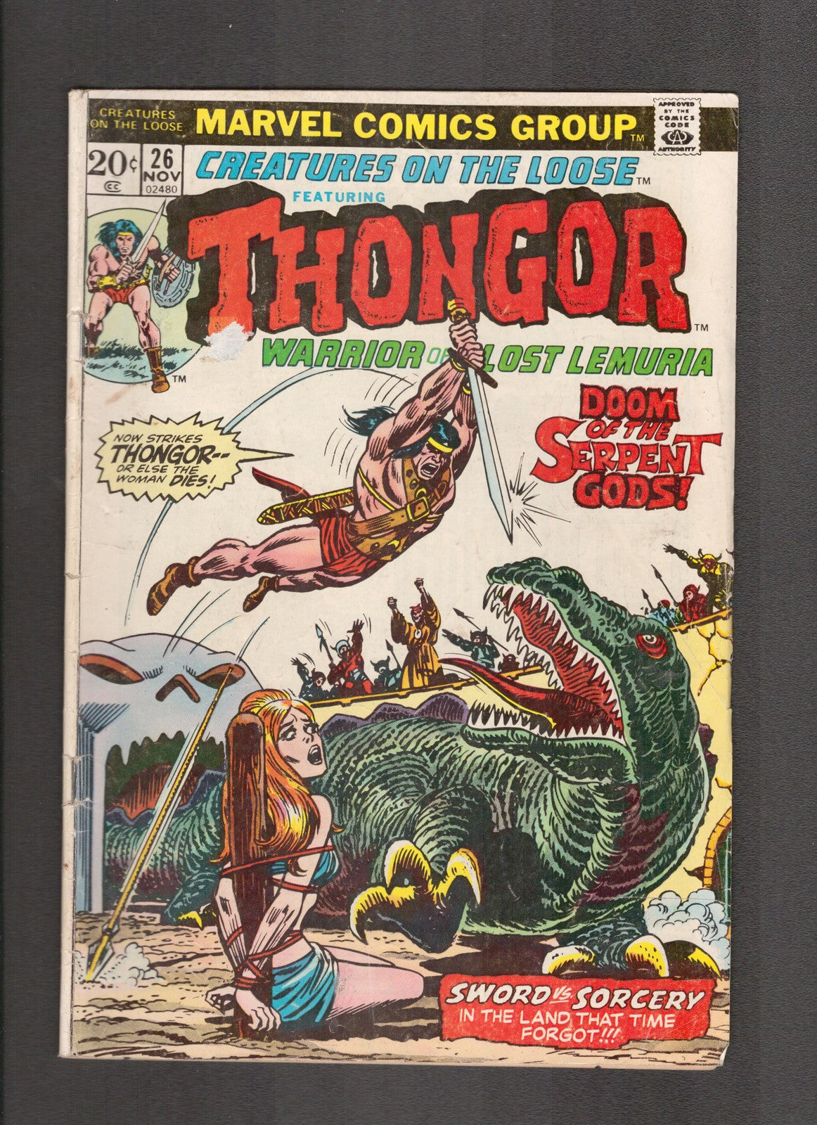 Creatures on the Loose #26 (1973) Feat. Thongor - Roy Thomas Marvel Comics