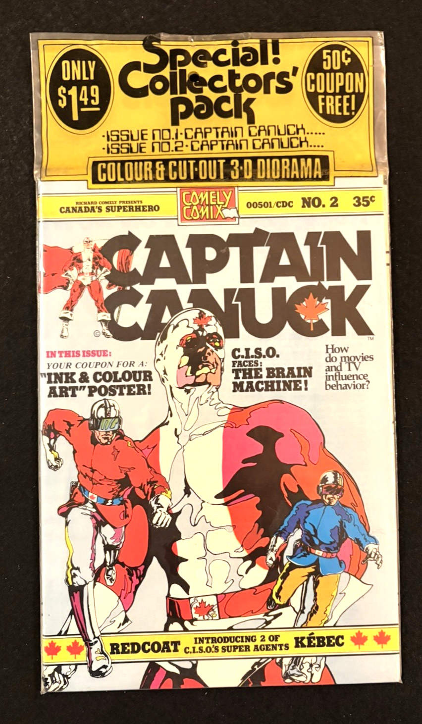Captain Canuck #1 and 2 In Original Sealed  Poly Bag  (1975) Comely Comix