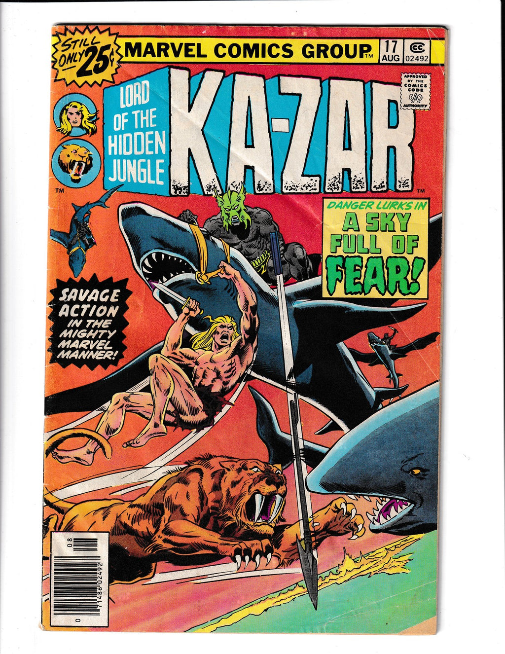 Ka-Zar #17 (1976) Marvel Value Stamp Series B #21 Thor Marvel Comics