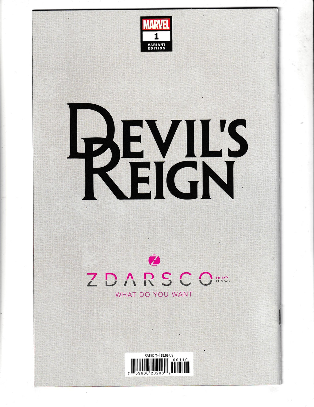 Devil's Reign #1 (2021) SIGNED Chip Zdarsky - ZDARSCO EXCLUSIVE Marvel Comics
