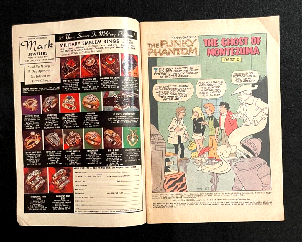 Funky Phantom - Mark Jeweler's Ad inside cover #3 (1972) Gold Key Comics