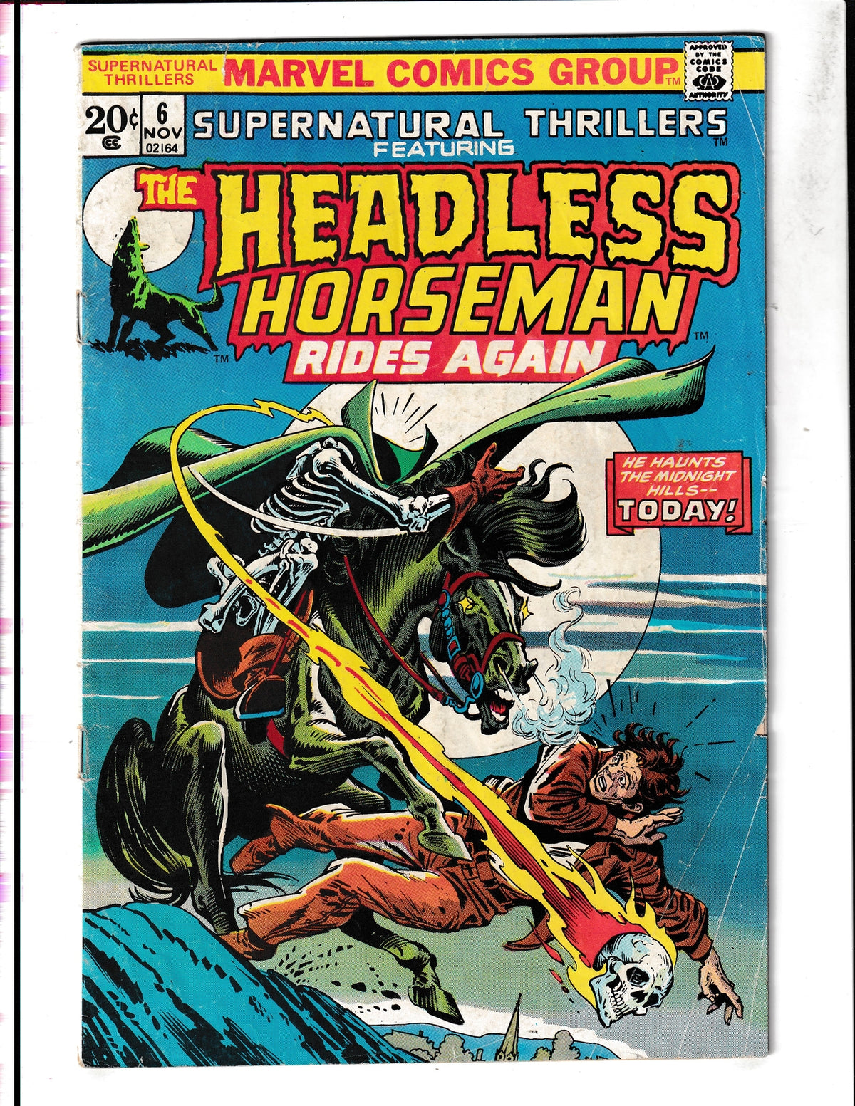 Supernatural Thirllers #6 (1973) Featuring Headless Horseman Marvel Comics